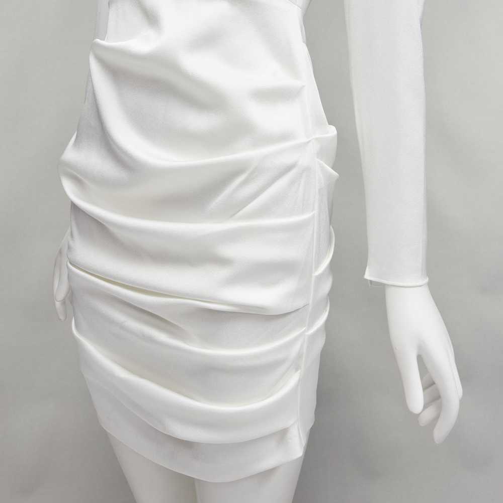 Alex Perry ALEX PERRY Blaze white ruched satin ba… - image 2