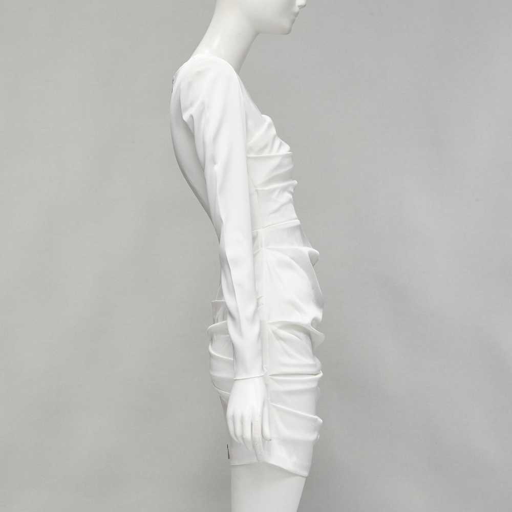 Alex Perry ALEX PERRY Blaze white ruched satin ba… - image 4