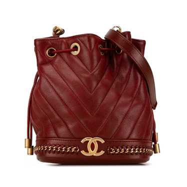 Red Chanel Paris Cosmopolite Small Chevron Lambski