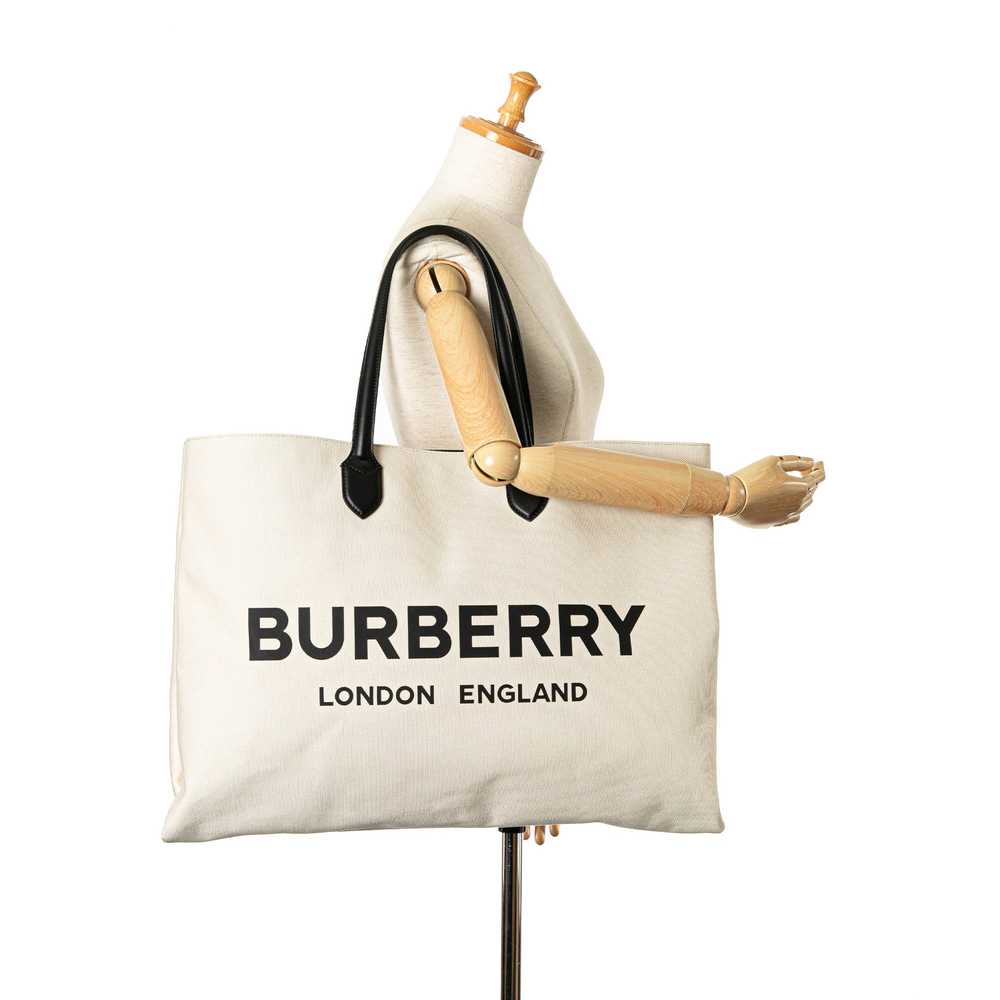 White Burberry Canvas Logo Tote - image 10