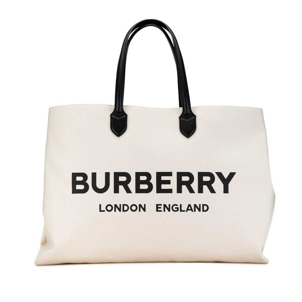 White Burberry Canvas Logo Tote - image 1