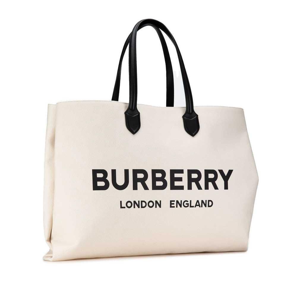 White Burberry Canvas Logo Tote - image 2