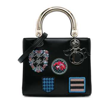 Black Dior Medium Calfskin Patch Embellished Lady… - image 1