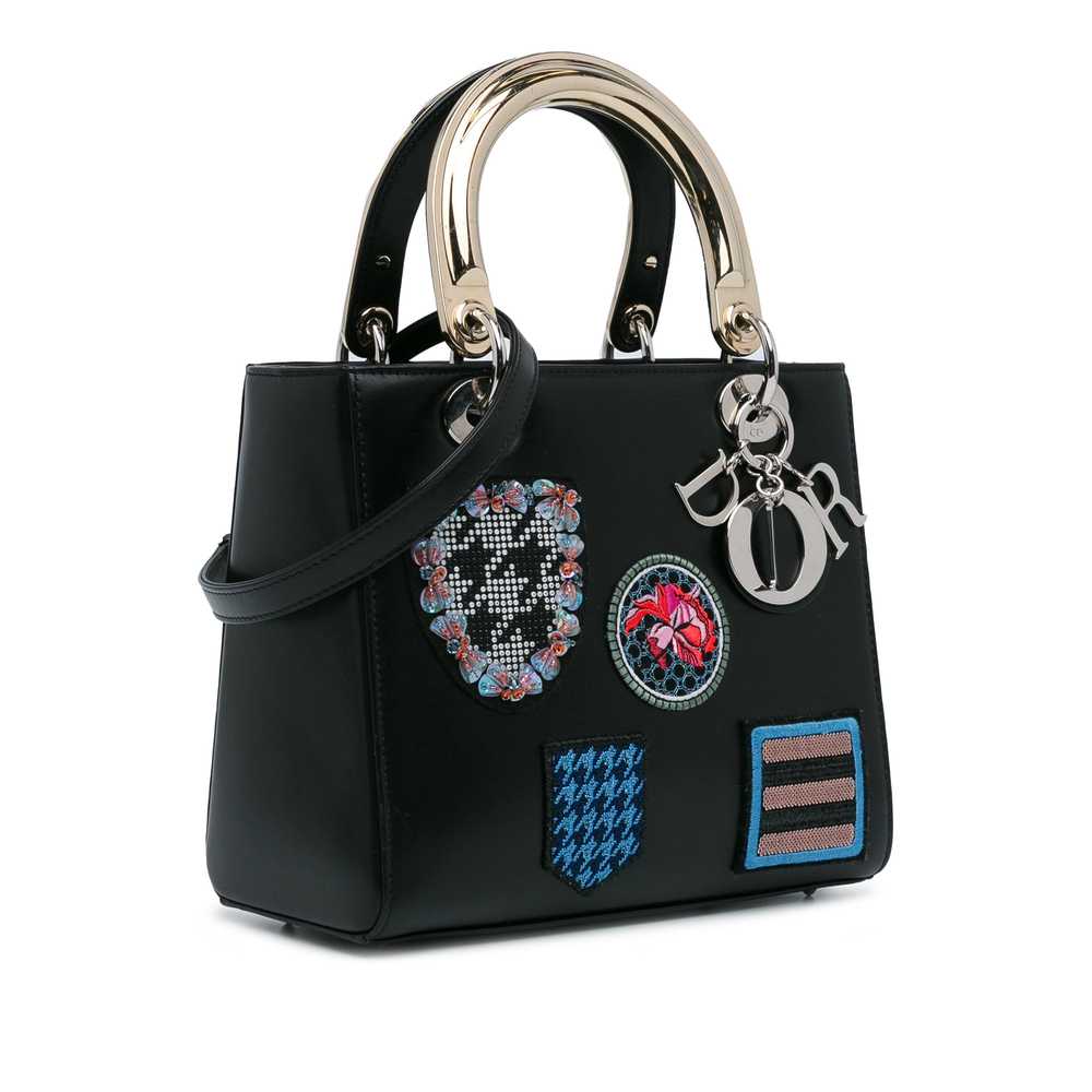 Black Dior Medium Calfskin Patch Embellished Lady… - image 2