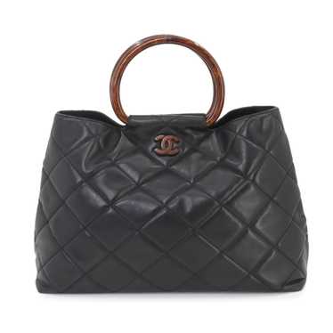 Chanel CHANEL Matelasse Wood-look Plastic Handle … - image 1