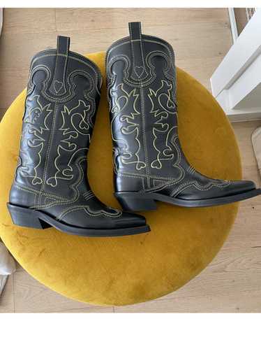 【関税＆送料込み】Ganni Western Embroidered Boots Ganni Embroidered leather cowboy boots GANNI