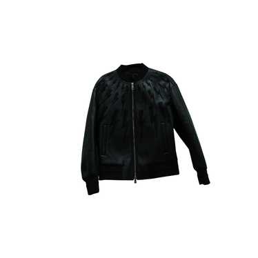 Rare!!!Authentic Black fashion Barrett By Neil Barrett Nylon Geometric Panelled Bomber Jacket/Size M