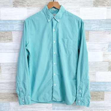 J.Crew J Crew Cotton Poplin Shirt Green Micro Gin… - image 1