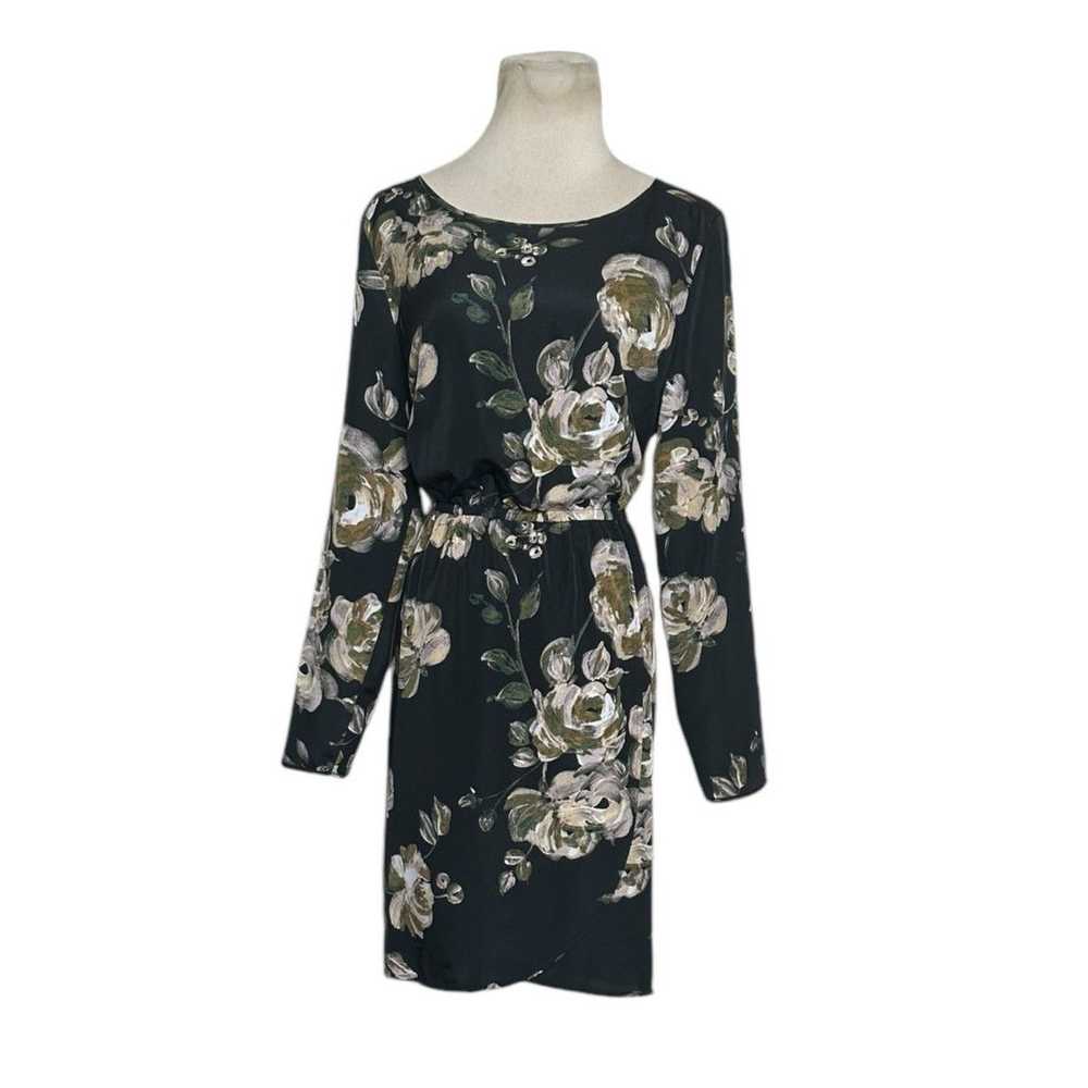 J.Crew J. Crew black cream green floral mini dres… - image 1