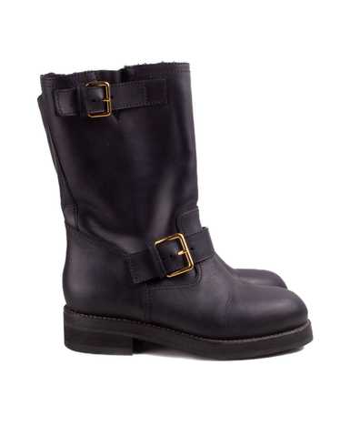 Marni MARNI BLACK LEATHER SHEARLING LINED BOOTS