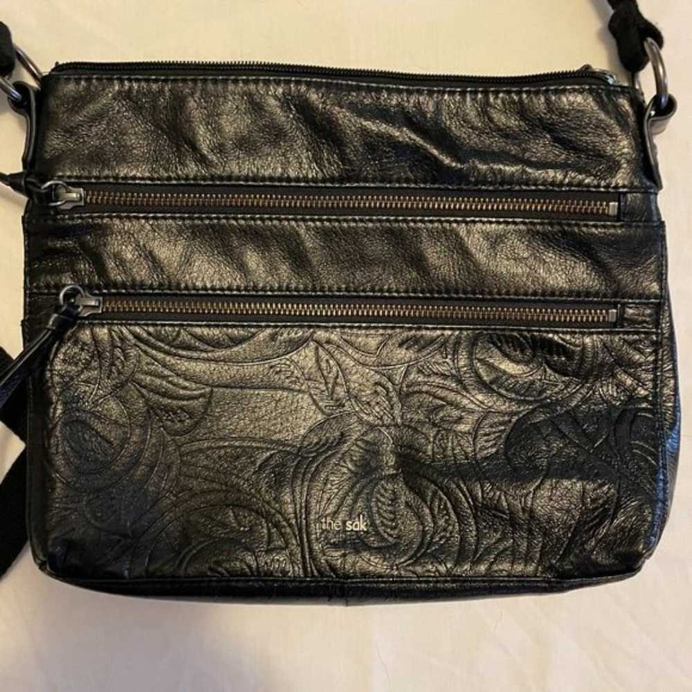 The Sak Black Embossed Leather Cross Body Purse - image 3