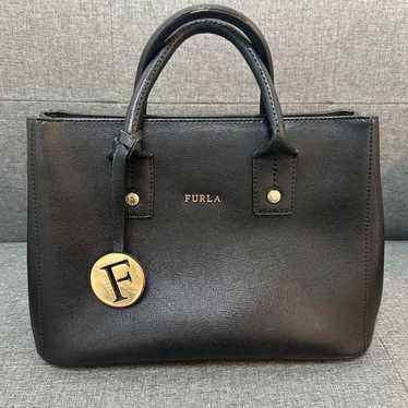 FURLA black leather handbag