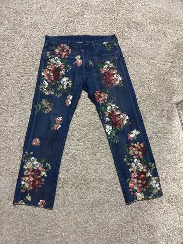 Gucci Hand Painted Floral Jeans