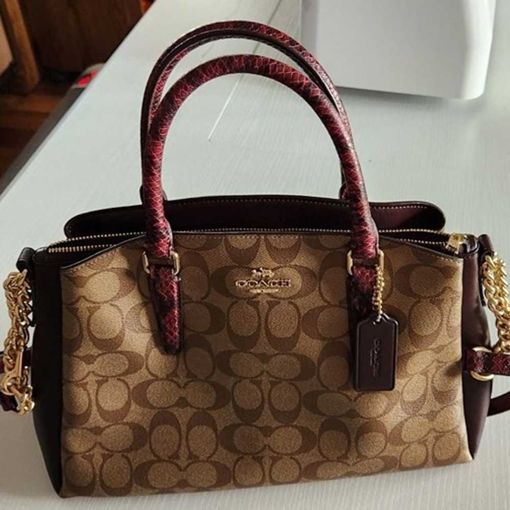 Coach Burgundy/Tan purse - image 1