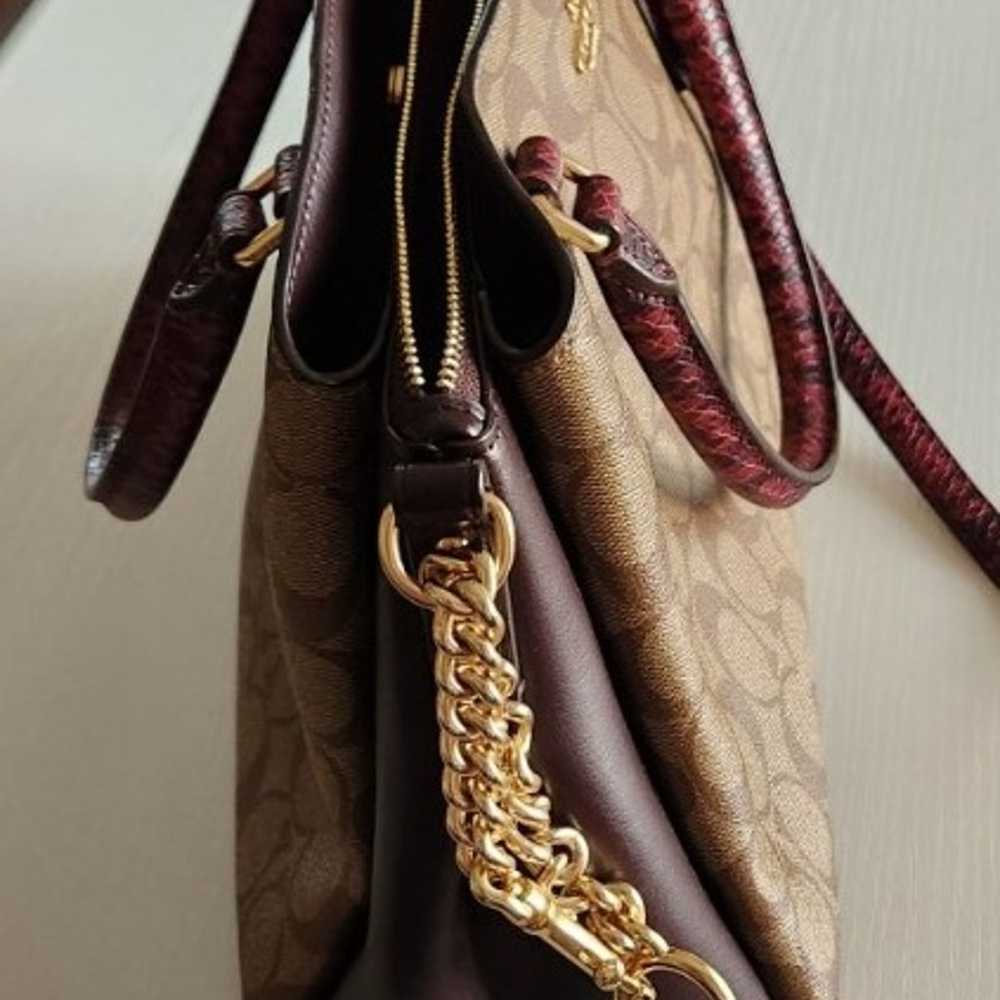 Coach Burgundy/Tan purse - image 4