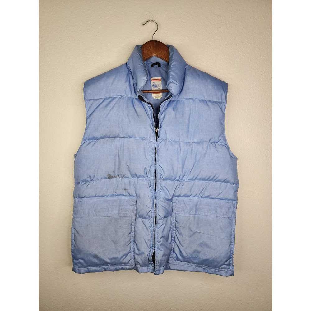 Vintage 70s Frostline Blue Puffer Vest Kit Broomf… - image 1