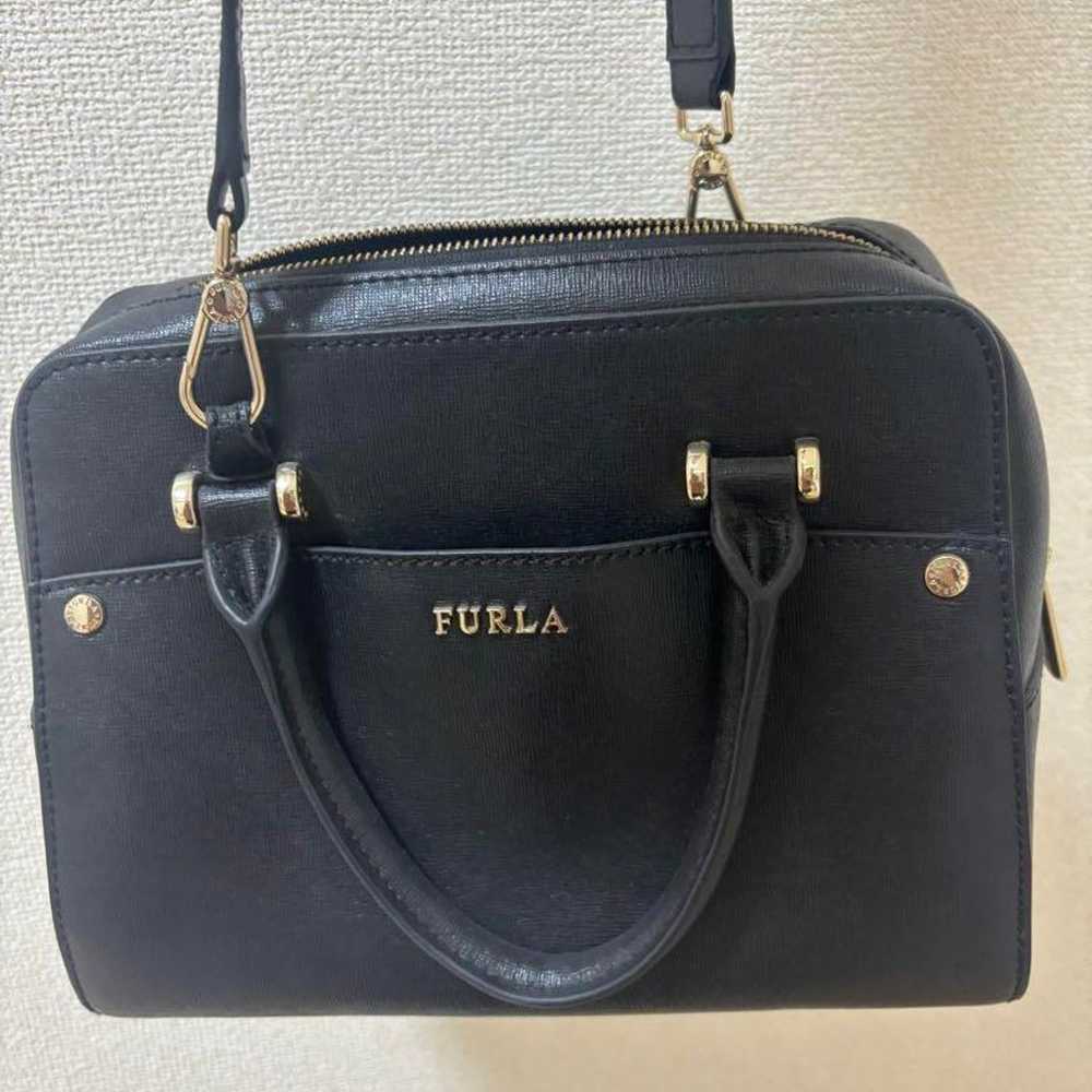 FURLA black leather handbag - image 2