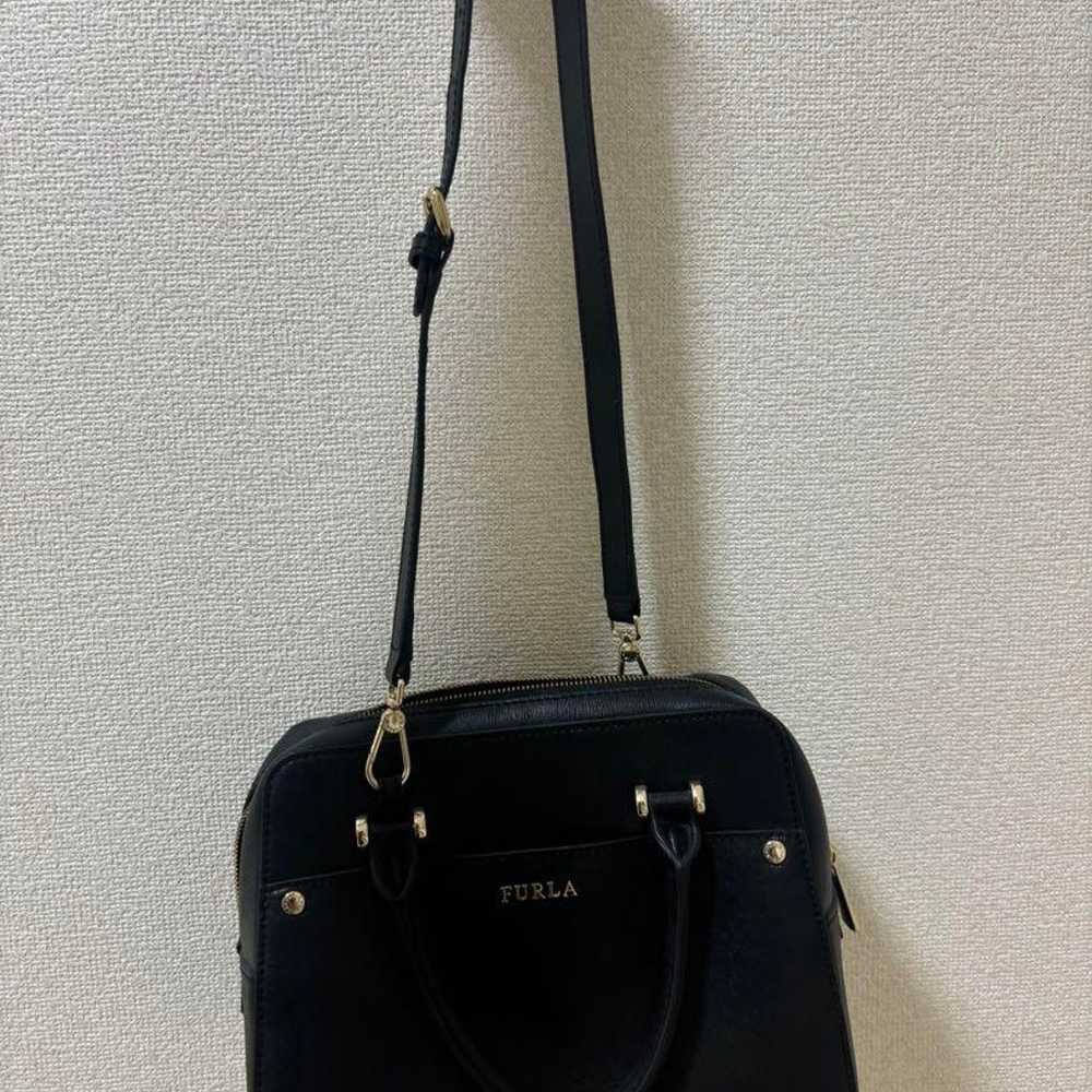 FURLA black leather handbag - image 3