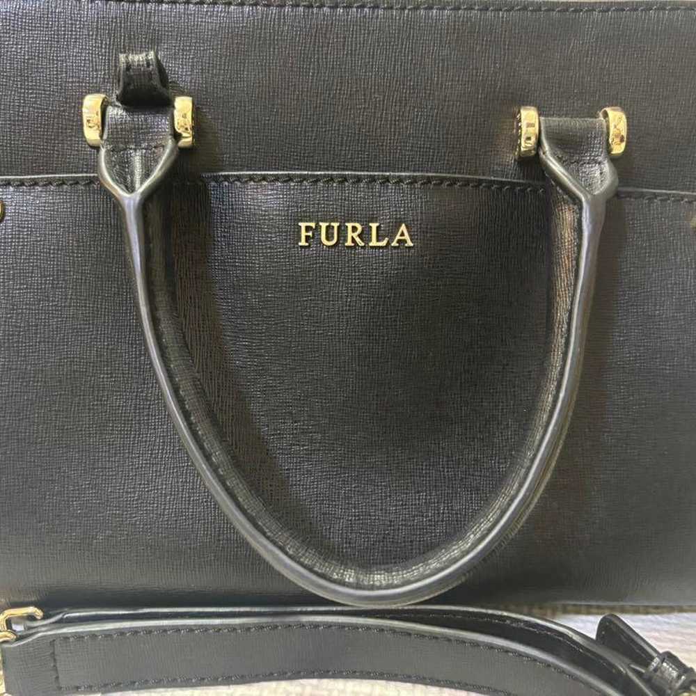 FURLA black leather handbag - image 9