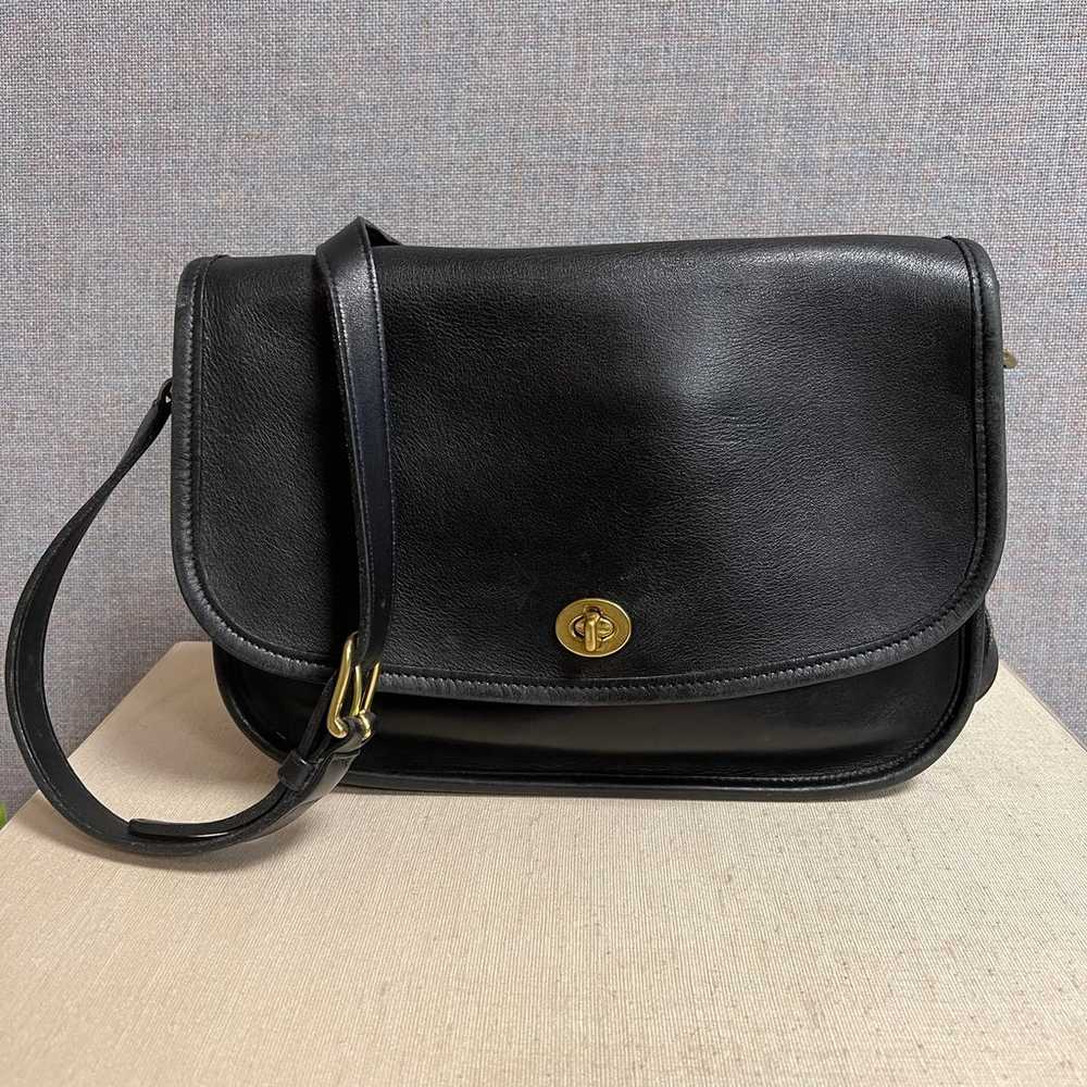 Vintage Coach City Bag 9790 Black Leather With Br… - image 1