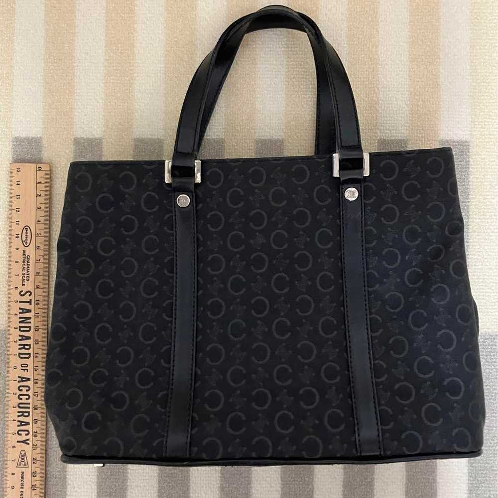 CELINE Canvas x Leather Handbag Black - image 2