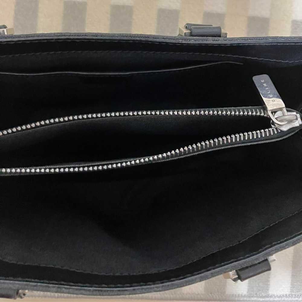 CELINE Canvas x Leather Handbag Black - image 5