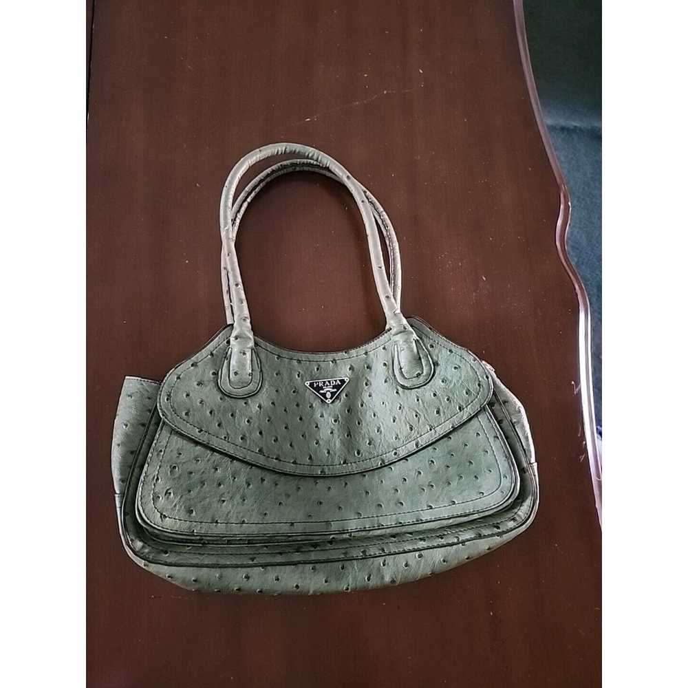 PRADA Ostrich Green Bag Vintage Handbag Purse Zip… - image 2