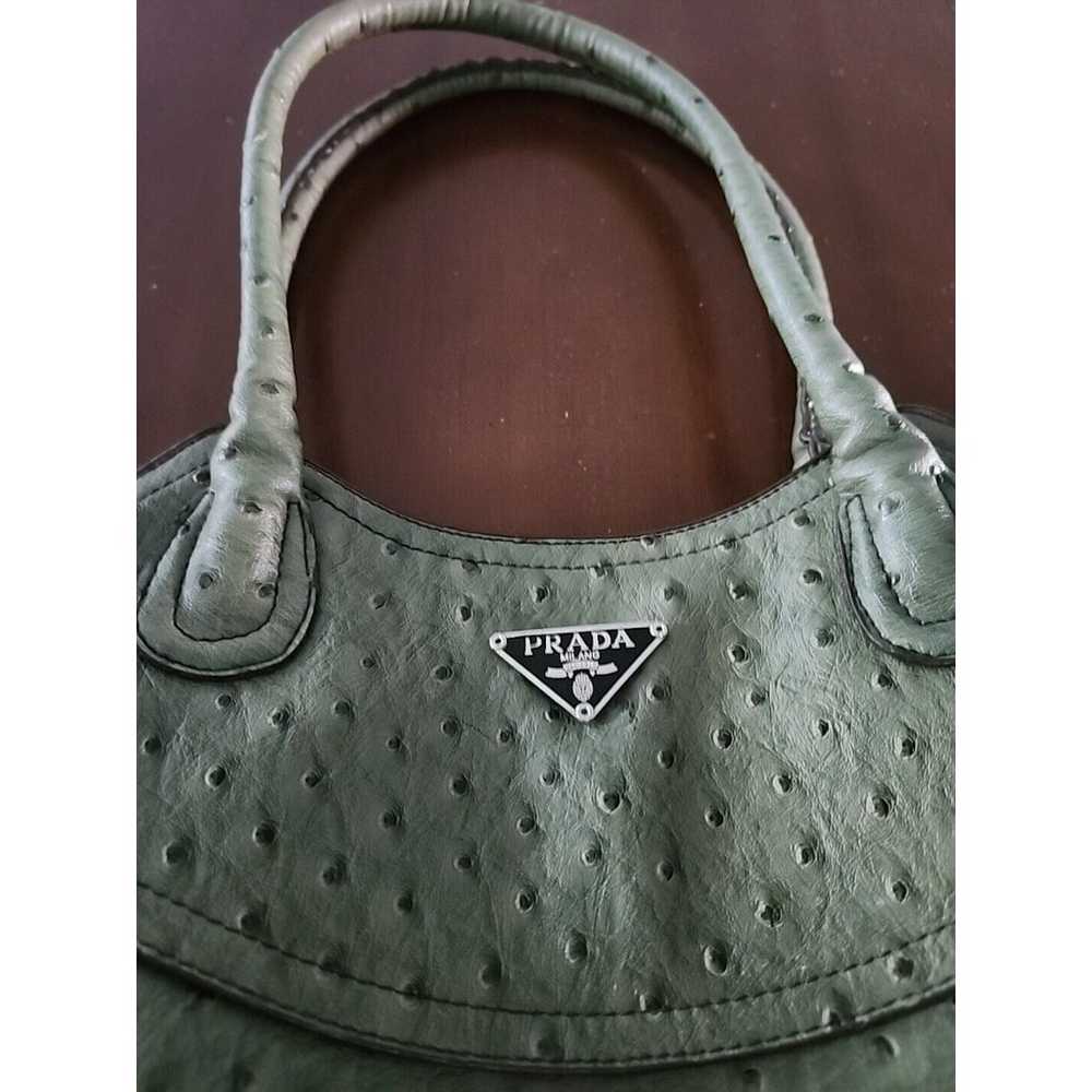 PRADA Ostrich Green Bag Vintage Handbag Purse Zip… - image 3