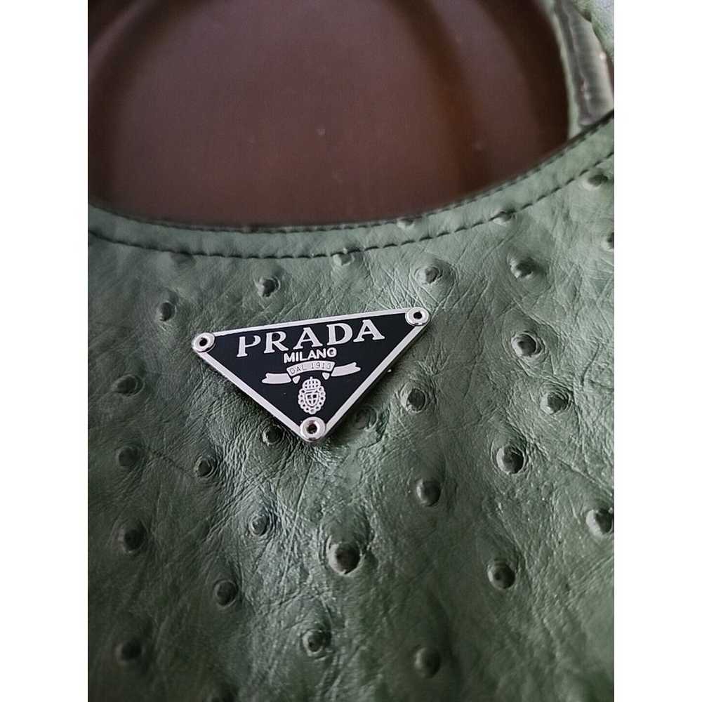 PRADA Ostrich Green Bag Vintage Handbag Purse Zip… - image 4