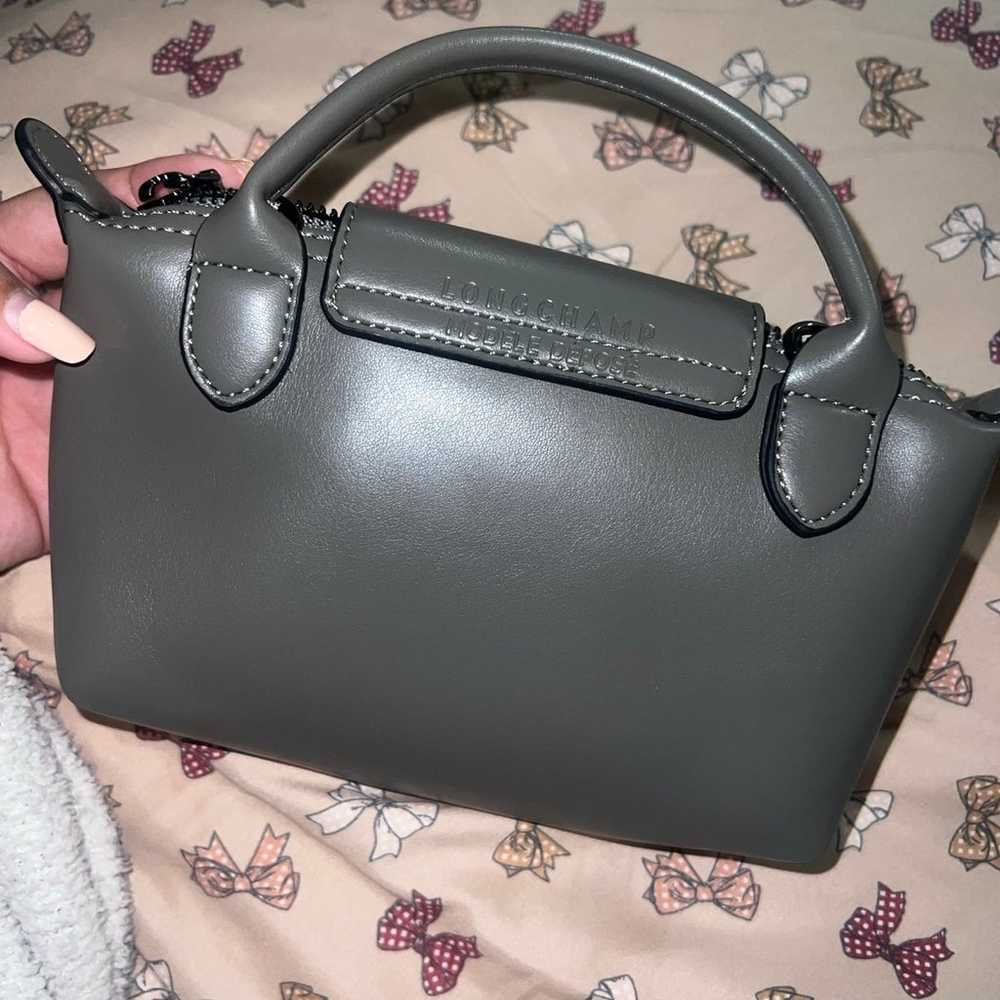 Long champ xs leather bag w/ strap authentic - image 2