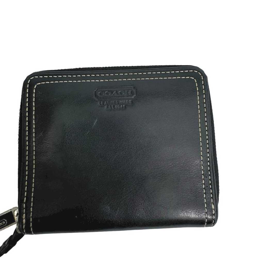 Coach Black Leather Snap and Zip Wallet Billfold … - image 1