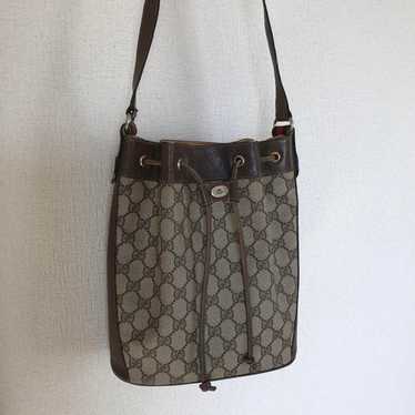 GUCCI Drawstring Bucket Shoulder Bag GG Sherry Lin