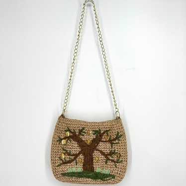 Vintage John Wind Straw Tree with Coins Shoulder … - image 1