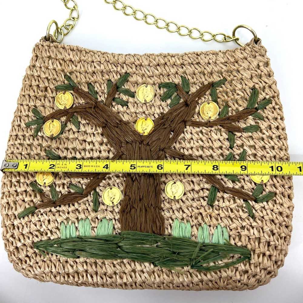 Vintage John Wind Straw Tree with Coins Shoulder … - image 5