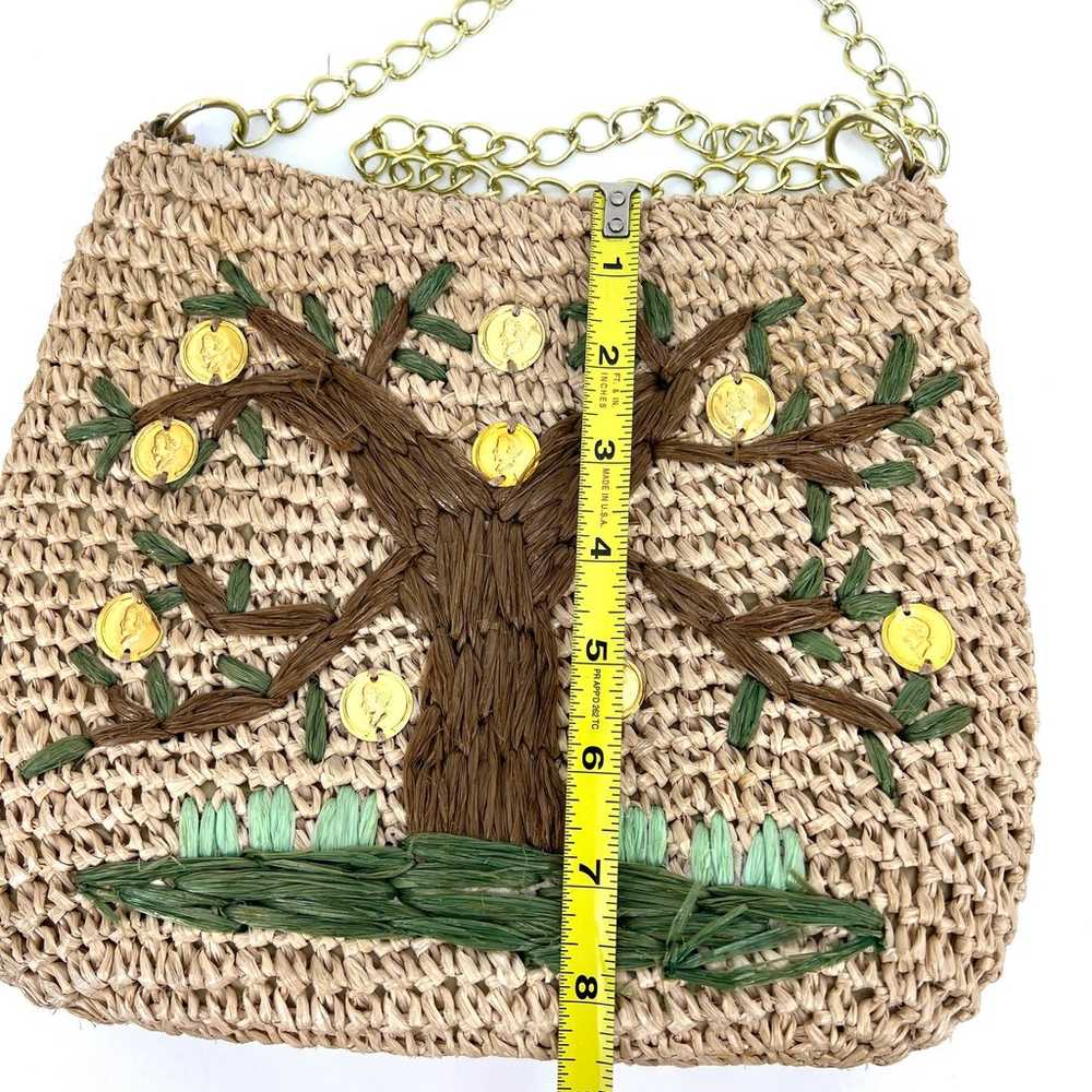 Vintage John Wind Straw Tree with Coins Shoulder … - image 6