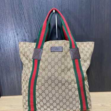 GUCCI Tote Bag, GG Pattern, Canvas, Sherry Line, … - image 1