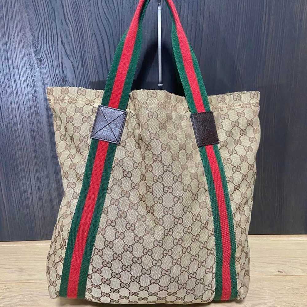 GUCCI Tote Bag, GG Pattern, Canvas, Sherry Line, … - image 2