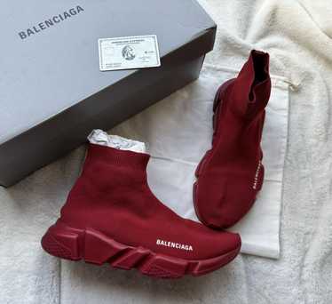 Balenciaga Balenciaga Burgundy Speed Runners Snea… - image 1