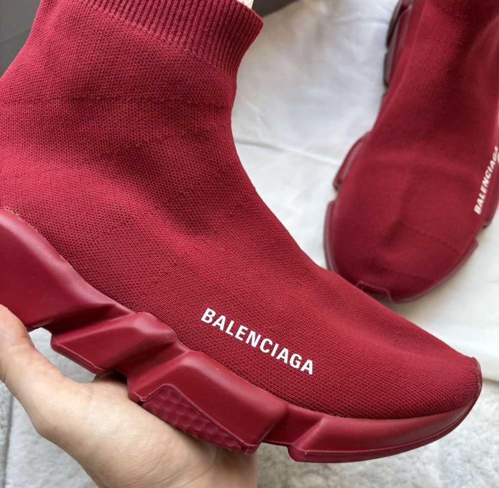 Balenciaga Balenciaga Burgundy Speed Runners Snea… - image 2