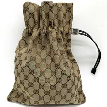 Gucci GG Drawstring Bag Small Beige Brown Canvas … - image 1