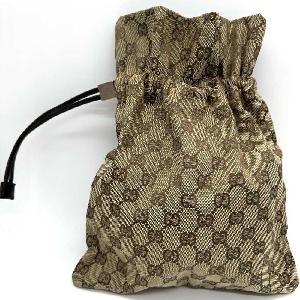 Gucci GG Drawstring Bag Small Beige Brown Canvas … - image 2