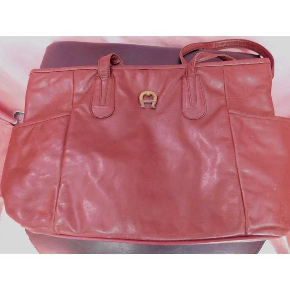 VTG 70s Etienne Aigner Leather Tote Purse Oxblood… - image 1