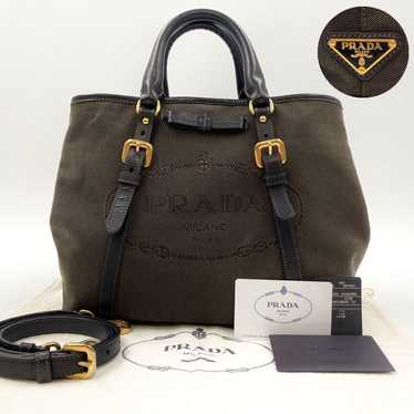 【With G card】Prada logo jacquard tote bag 2way ri… - image 1