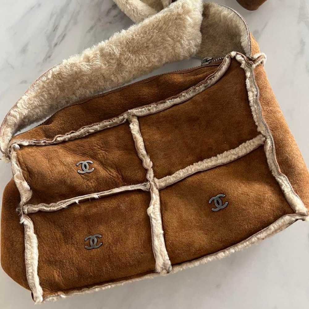 Chanel Sheepskin Suede Shoulder Bag Chocolate Bar - image 2