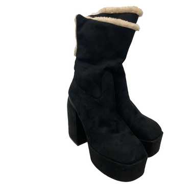 Preowned Black Faux Suede Platform Chelsea Womens… - image 1