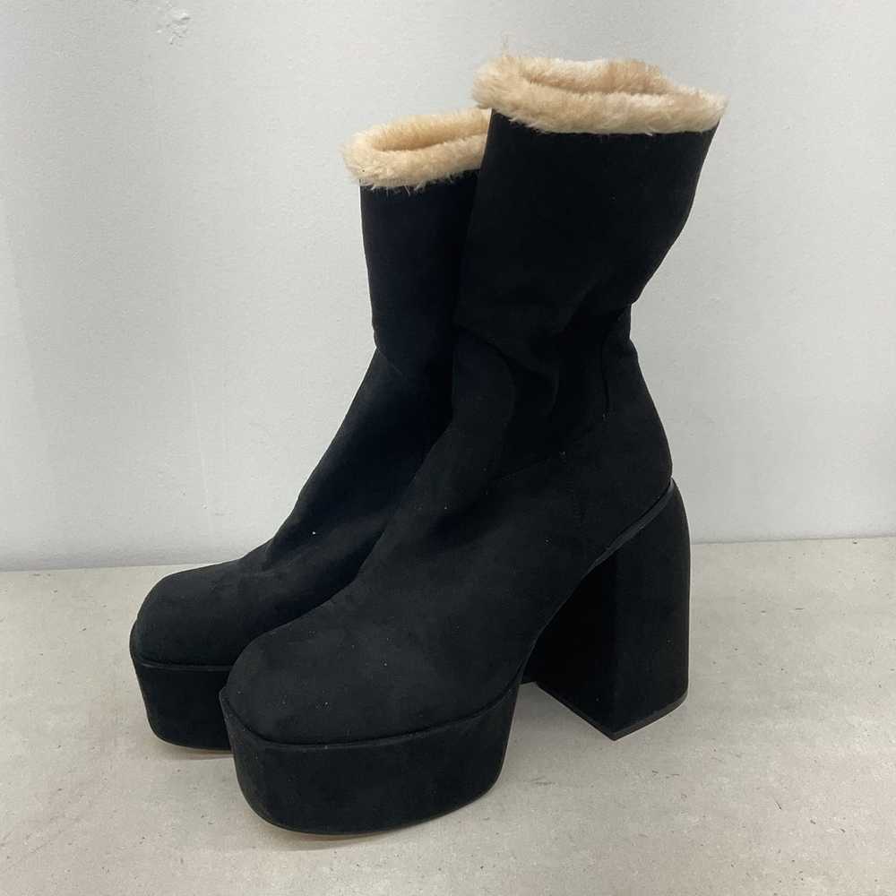 Preowned Black Faux Suede Platform Chelsea Womens… - image 2