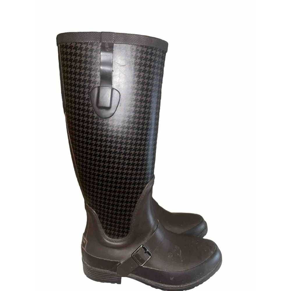 LL Bean Wellie Brown Tall Rubber Houndstooth Rain… - image 3