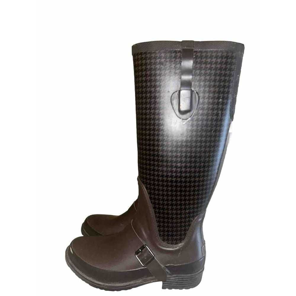 LL Bean Wellie Brown Tall Rubber Houndstooth Rain… - image 5