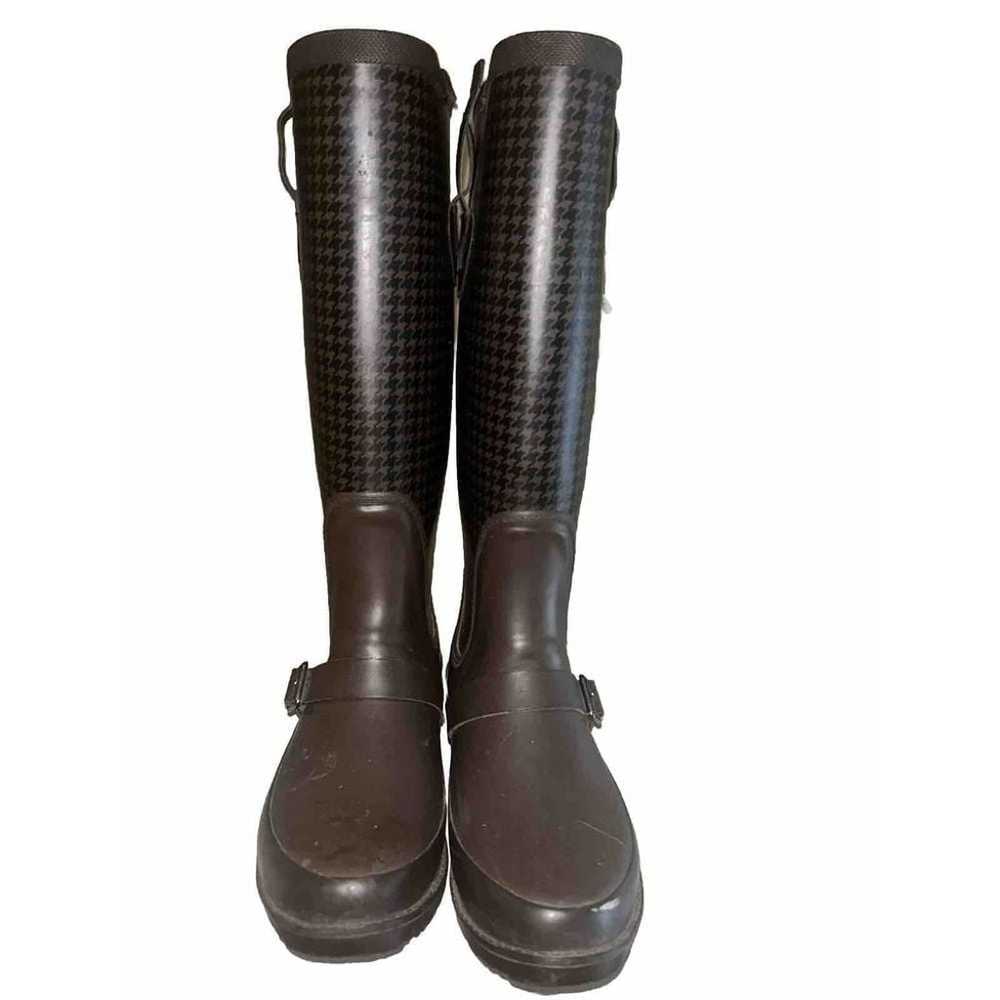 LL Bean Wellie Brown Tall Rubber Houndstooth Rain… - image 6