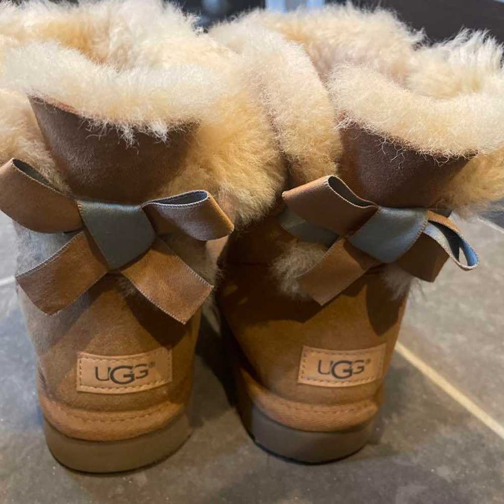 UGG Sheepskin Boots Brown with Ribbon 24cm - image 2